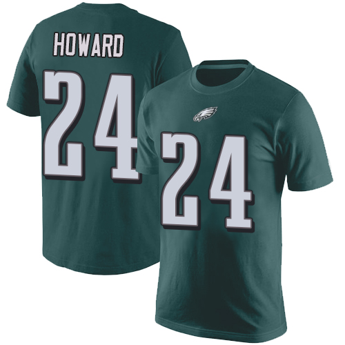 Men Philadelphia Eagles #24 Jordan Howard Green Rush Pride Name and Number NFL T Shirt